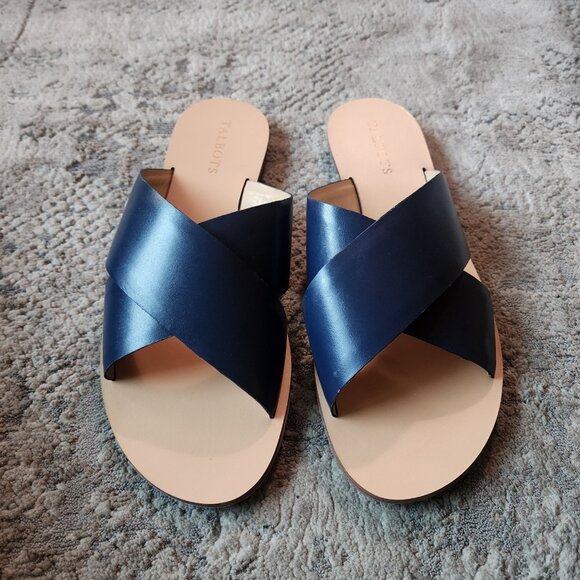 Talbots Women's 9 Sandals Blue Strappy Flats Shoes - Picture 2 of 7